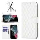For Samsung Galaxy S22 Ultra 5G Diamond Lattice Wallet Leather Flip Phone Case(White) - 1