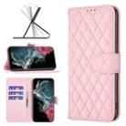 For Samsung Galaxy S22 Ultra 5G Diamond Lattice Wallet Leather Flip Phone Case(Pink) - 1