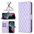 For Samsung Galaxy S22 Ultra 5G Diamond Lattice Wallet Leather Flip Phone Case(Purple) - 1