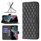 For Samsung Galaxy S22 Ultra 5G Diamond Lattice Wallet Leather Flip Phone Case(Black) - 1