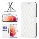 For Samsung Galaxy S21 5G Diamond Lattice Wallet Leather Flip Phone Case(White) - 1