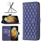 For Samsung Galaxy S21 Ultra 5G Diamond Lattice Wallet Leather Flip Phone Case(Blue) - 1