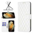 For Samsung Galaxy S21 Ultra 5G Diamond Lattice Wallet Leather Flip Phone Case(White) - 1