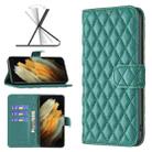 For Samsung Galaxy S21 Ultra 5G Diamond Lattice Wallet Leather Flip Phone Case(Green) - 1