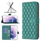 For Samsung Galaxy S21 Plus 5G Diamond Lattice Wallet Leather Flip Phone Case(Green) - 1