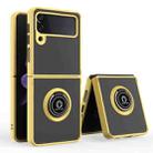 For Samsung Galaxy Z Flip4 Q Shadow I Ring Kickstand PC and TPU Hybrid Phone Case(Yellow) - 1