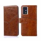 For ZTE Axon 30 Pro Geometric Stitching Horizontal Flip Leather Phone Case(Light Brown) - 1