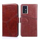 For ZTE Axon 30 Pro Geometric Stitching Horizontal Flip Leather Phone Case(Dark Brown) - 1