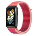 For Huawei Band 7 Nylon Loop Buckle Watch Band(Pomegranate Red) - 1