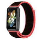 For Huawei Band 7 Nylon Loop Buckle Watch Band(Red Black) - 1