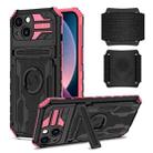 For iPhone 14 Plus Kickstand Detachable Armband Phone Case (Pink) - 1