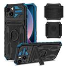 For iPhone 14 Plus Kickstand Detachable Armband Phone Case (Blue) - 1