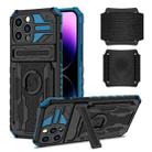 For iPhone 14 Pro Kickstand Detachable Armband Phone Case(Blue) - 1