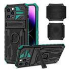 For iPhone 14 Pro Kickstand Detachable Armband Phone Case(Deep Green) - 1