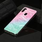 For Galaxy A11 Marble Pattern Soft TPU Protective Case(Pink Green) - 1