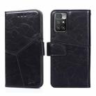 For Xiaomi Redmi 10 Geometric Stitching Horizontal Flip Leather Phone Case(Black) - 1