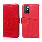 For Xiaomi Redmi 10 Geometric Stitching Horizontal Flip Leather Phone Case(Red) - 1