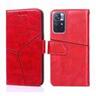 For Xiaomi Redmi Note11 5G  / Poco M4 Pro 5G Geometric Stitching Horizontal Flip Leather Phone Case(Red) - 1