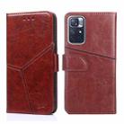For Xiaomi Redmi Note11 5G  / Poco M4 Pro 5G Geometric Stitching Horizontal Flip Leather Phone Case(Dark Brown) - 1