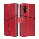 For Xiaomi Poco M4 5G Geometric Stitching Horizontal Flip Leather Phone Case(Red) - 1