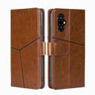 For Xiaomi Poco M4 5G Geometric Stitching Horizontal Flip Leather Phone Case(Light Brown) - 1