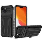 For iPhone 14 Plus Kickstand Armor Card Wallet Phone Case (Black) - 1