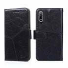 For Sony Xperia Ace II Geometric Stitching Horizontal Flip Leather Phone Case(Black) - 1