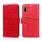 For Sony Xperia Ace II Geometric Stitching Horizontal Flip Leather Phone Case(Red) - 1