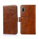 For Sony Xperia Ace II Geometric Stitching Horizontal Flip Leather Phone Case(Light Brown) - 1