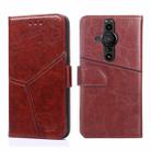 For Sony Xperia Pro-I Geometric Stitching Horizontal Flip Leather Phone Case(Dark Brown) - 1