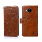 For Nokia C20 Plus Geometric Stitching Horizontal Flip Leather Phone Case(Light Brown) - 1