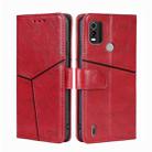 For Nokia C21 Plus Geometric Stitching Horizontal Flip Leather Phone Case(Red) - 1