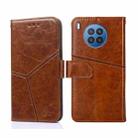 For Huawei nova 8i Geometric Stitching Horizontal Flip Leather Phone Case(Light Brown) - 1