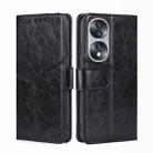 For Honor 70 Geometric Stitching Horizontal Flip Leather Phone Case(Black) - 1