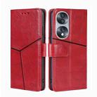 For Honor 70 Geometric Stitching Horizontal Flip Leather Phone Case(Red) - 1