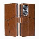 For Honor 70 Geometric Stitching Horizontal Flip Leather Phone Case(Light Brown) - 1