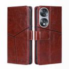 For Honor 70 Geometric Stitching Horizontal Flip Leather Phone Case(Dark Brown) - 1