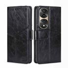 For Honor 70 Pro / 70 Pro+ Geometric Stitching Horizontal Flip Leather Phone Case(Black) - 1