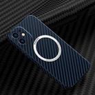 For iPhone 12 Carbon Fiber Texture MagSafe Magnetic Phone Case(Blue) - 1