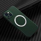 For iPhone 13 Carbon Fiber Texture MagSafe Magnetic Phone Case(Green) - 1
