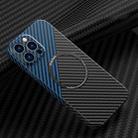 For iPhone 13 Pro Carbon Fiber Texture MagSafe Magnetic Phone Case (Black Blue) - 1