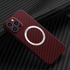 For iPhone 13 Pro Max Carbon Fiber Texture MagSafe Magnetic Phone Case (Red) - 1