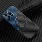 For iPhone 13 Pro Max Carbon Fiber Texture MagSafe Magnetic Phone Case (Black Blue) - 1