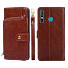 For Infinix Hot 8/Hot 8 Lite/X650/X650B/Tecon Camon 12 Zipper Bag Leather Phone Case(Brown) - 1