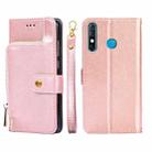 For Infinix Hot 8/Hot 8 Lite/X650/X650B/Tecon Camon 12 Zipper Bag Leather Phone Case(Rose Gold) - 1