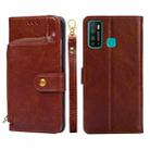For Infinix Hot 9/Note 7 Lite/X655C Zipper Bag Leather Phone Case(Brown) - 1