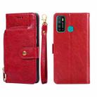 For Infinix Hot 9/Note 7 Lite/X655C Zipper Bag Leather Phone Case(Red) - 1