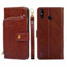 For Infinix Smart 4/X653 Zipper Bag Leather Phone Case(Brown) - 1