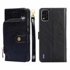 For Itel A48 Zipper Bag Leather Phone Case(Black) - 1