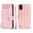 For Itel A48 Zipper Bag Leather Phone Case(Rose Gold) - 1